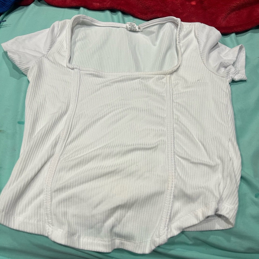 White Square Neck Women's Top